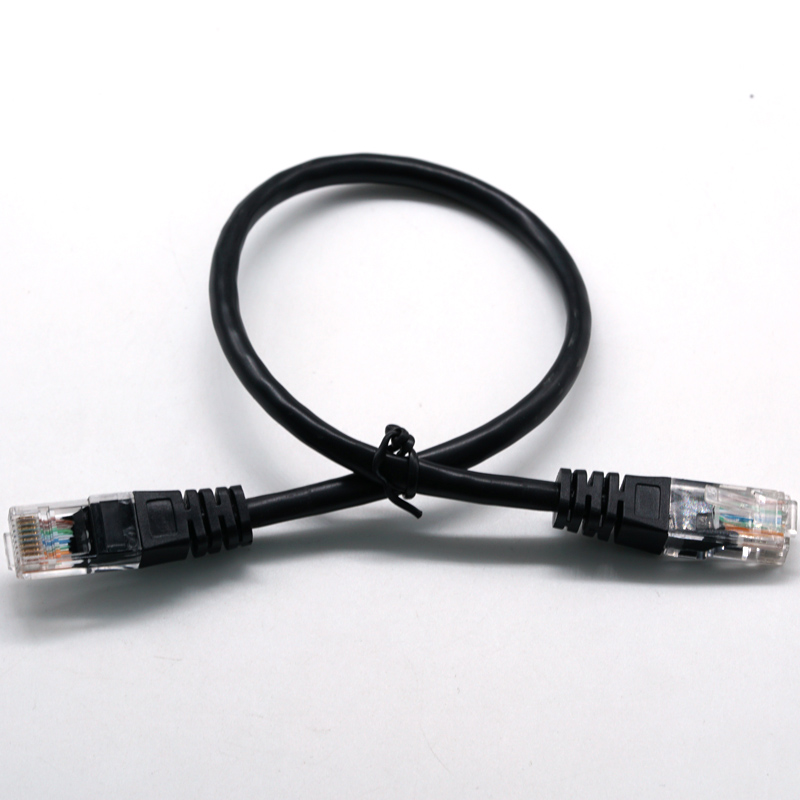 RJ45 8PIN شفاف ہیڈ 24/26AWG بلیک ایتھرنیٹ نیٹ ورک کیبل LAN کیبل الیکٹریکل وائر ہارنس